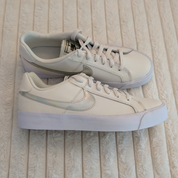 Nike Court Royal AC White and Silver Casual Sneakers - Picture 1 of 3